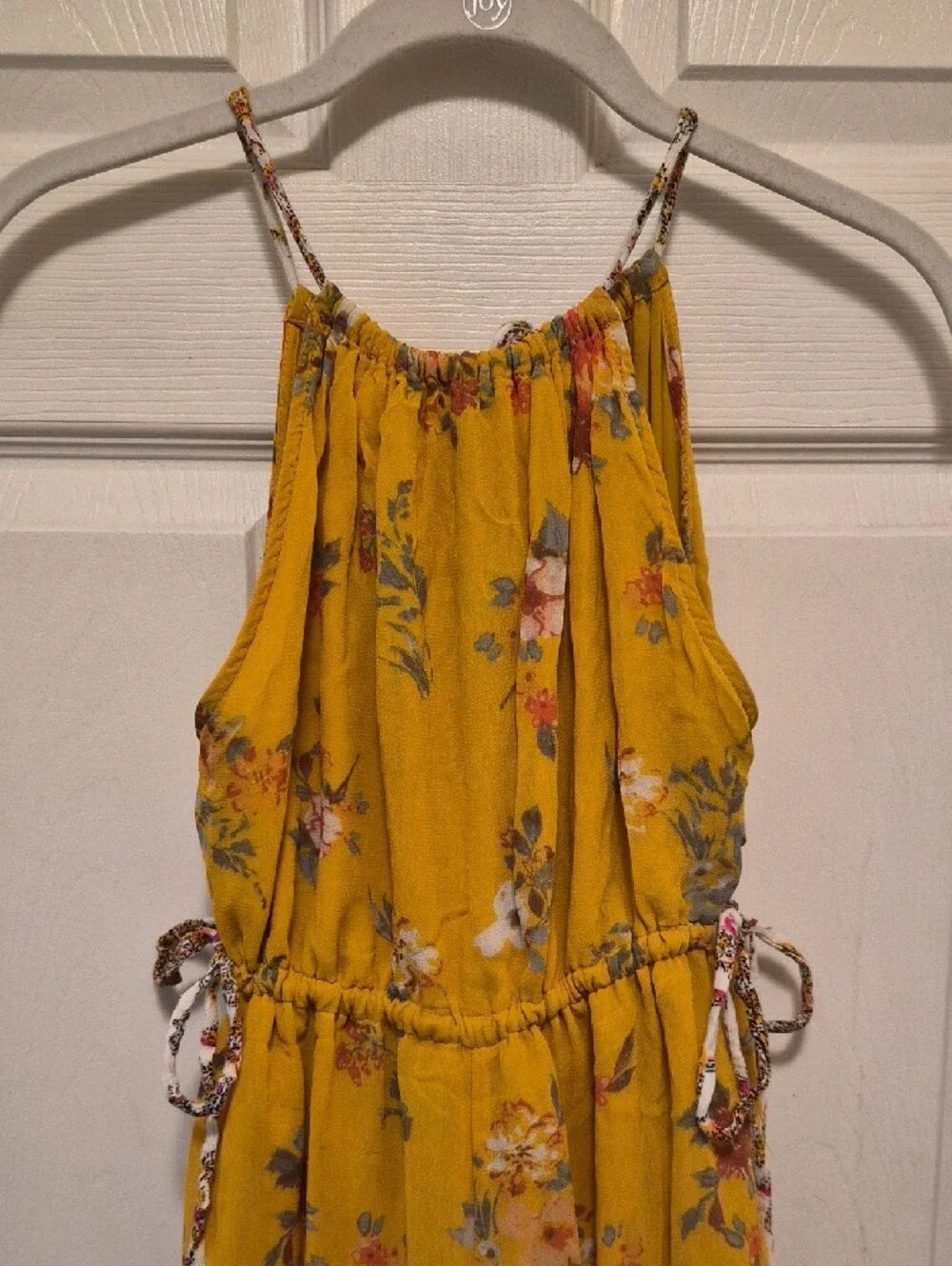 Free People Yellow Floral Halter Jumpsuit